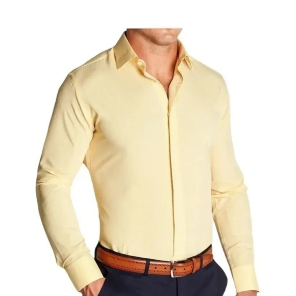 Georgio Of Palm Beach Yellow Cotton‎ Button Down Shirt Made In Italy 15/38 - Picture 1 of 4